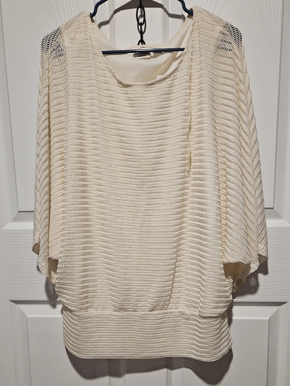 Cato Cream Open-Knit Poncho Sweater